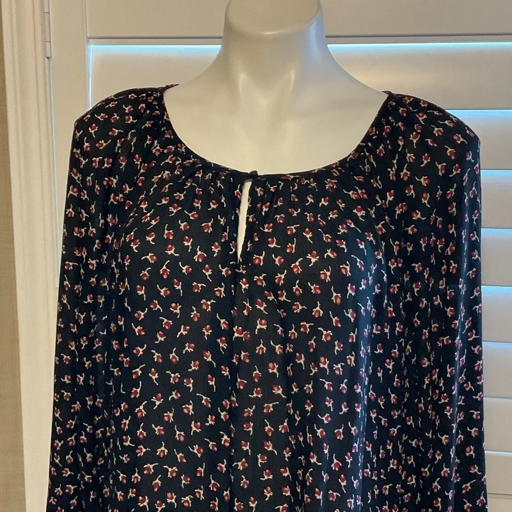 Chaps Black Floral Blouse
